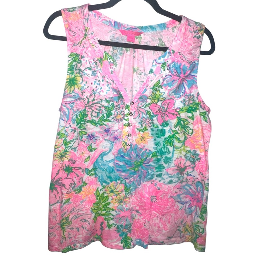 𝐋𝐈𝐋𝐘 𝐏𝐔𝐋𝐈𝐓𝐙𝐄𝐑 | FLORAL “STACY” TOP - Picture 2 of 10